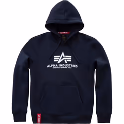 Alpha Industries Basic Felpa con cappuccio, blu, dimensione S per uomo