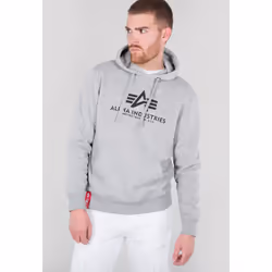 Alpha Industries Basic Felpa con cappuccio, grigio, dimensione S per uomo