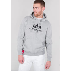Alpha Industries Basic Felpa con cappuccio, grigio, dimensione S per uomo