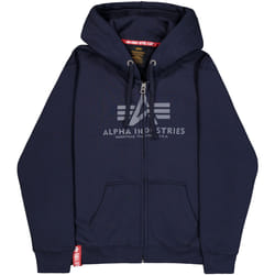 Alpha Industries Basic Felpa con zip, blu, dimensione S per uomo