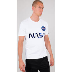 Alpha Industries NASA Reflective T-shirt, bianco-blu, dimensione XS per uomo