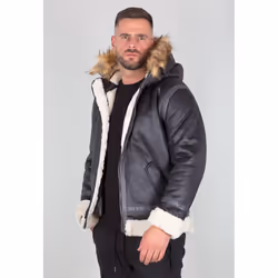 Alpha Industries B3 FL Hooded Giacca, nero, dimensione L per uomo