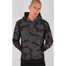 Alpha Industries Back Print Camo Felpa, nero-multicolore, dimensione XS per uomo