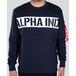 Alpha Industries Printed Stripe Pullover, blu, dimensione XL per uomo