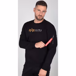 Alpha Industries Label Pullover, nero, dimensione S per uomo