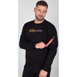 Alpha Industries Label Pullover, nero, dimensione S per uomo