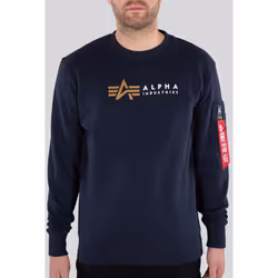 Alpha Industries Label Pullover, blu, dimensione S per uomo