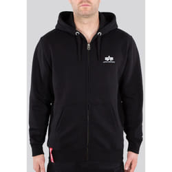 Alpha Industries Basic Felpa con cappuccio con zip, nero, dimensione S per uomo
