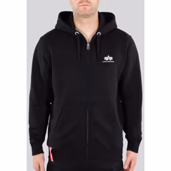 Alpha Industries Basic Felpa con cappuccio con zip, nero, dimensione S per uomo