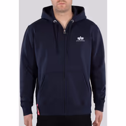 Alpha Industries Basic Felpa con cappuccio con zip, blu, dimensione S per uomo
