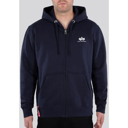 Alpha Industries Basic Felpa con cappuccio con zip, blu, dimensione S per uomo