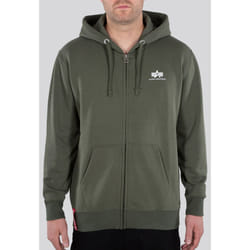 Alpha Industries Basic Felpa con cappuccio con zip, verde, dimensione M per uomo