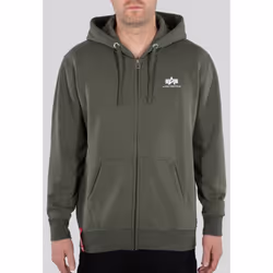 Alpha Industries Basic Felpa con cappuccio con zip, verde, dimensione M per uomo