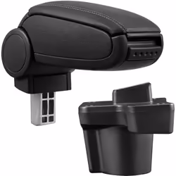 Bracciolo console centrale per: Mazda 2 (tipo DJ, da 2014) Materiale: Similpelle Colore: nero con cuciture nere - bracciolo i ...