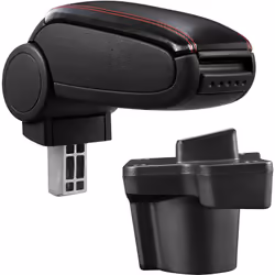 Bracciolo console centrale per: Mazda 2 (tipo DJ, da 2014) Materiale: Similpelle Colore: nero con cucitura rossa - bracciolo  ...