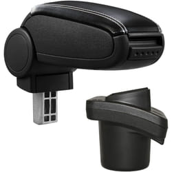 Pro.tec - Bracciolo - appoggia braccio con mensola - imbottito - nero con cuciture biance similpelle