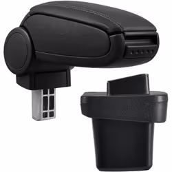 Bracciolo adatto per: Volkswagen Golf 7 Materiale: Similpelle Colore: Nero, con cuciture nere - Appoggia braccio imbotito - C ...