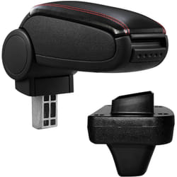 Pro.tec - Bracciolo centrale Opel Astra k - Rivestimento in similpelle nero con cuciture rosse - con vano portaoggetti