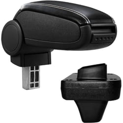 Pro.tec - Bracciolo centrale Opel Astra k - Rivestimento in similpelle nero con cuciture bianche - con vano portaoggetti