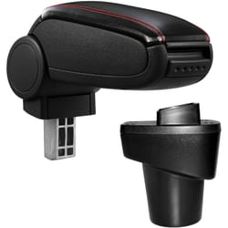 Pro.tec - Bracciolo centrale per Citroën C1 (da 2014-2018) e Peugeot 108 (da 2014-2018) - Rivestimento in similpelle nero con cuciture rosse - con