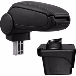 Bracciolo centrale Adatto per Volkswagen Polo VI Materiale: rivestimento in similpelle Colore : Nero con cuciture nere - Brac ...