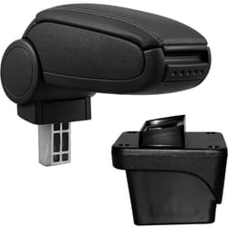 Pro.tec - Bracciolo centrale per Volkswagen Polo vi - Rivestimento in similpelle nero con cuciture nere - con vano portaoggetti