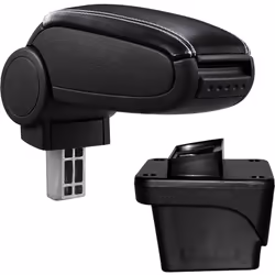 Bracciolo centrale Adatto per Volkswagen Polo VI Materiale: rivestimento in similpelle Colore : Nero con cuciture bianche - B ...