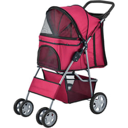 Passeggino Niceville per Cani e Gatti Fino a 15 kg Carrello Pieghevole - Rosso pro.tec