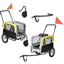Pro.tec - Rimorchio 2in1 per Bicicletta e Passeggiata per Cani e Animali Domestici Fino a 20 kg - Giallo-Grigio-Nero
