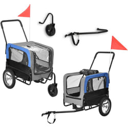 Pro.tec - Rimorchio 2in1 per Bicicletta e Passeggiata per Cani e Animali Domestici Fino a 20 kg - Blu-Grigio-Nero