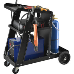 Carrello in Acciaio per Trasporto Saldatrice con Portabombola Carrello Portautensili a 3 Ripiani Carrello Portaattrezzi da Officina
