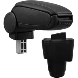 Pro.tec - Bracciolo Centrale con Vano Portaoggetti per Auto Poggiabraccio per Automobile Specificata in Marca - Rivestimento in Similpelle - Nero