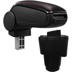 Pro.tec - Bracciolo Centrale con Vano Portaoggetti per Auto Poggiabraccio per Automobile Specificata in Marca - Rivestimento in Similpelle - Nero con