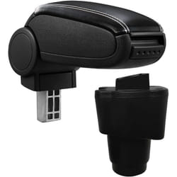 Pro.tec - Bracciolo Centrale con Vano Portaoggetti per Auto Poggiabraccio per Automobile Specificata in Marca - Rivestimento in Similpelle - Nero con
