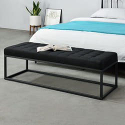 Panca per Interni Salta Ottomana Imbottita Trapuntata 120x40x38 cm Nero Pro.tec