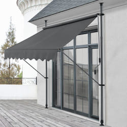 Tenda da Sole a Muro con Pali di Supporto Telescopici Parasole 198 x 120 cm (LxP) Grigio Pro.tec