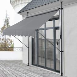 Tenda da Sole a Muro con Pali di Supporto Telescopici Parasole 200 x 120 cm (LxP) Grigio Medio Pro.tec