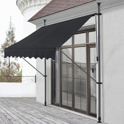 Tenda da Sole a Muro con Pali di Supporto Telescopici Parasole 200 x 120 cm (LxP) Nero Pro.tec