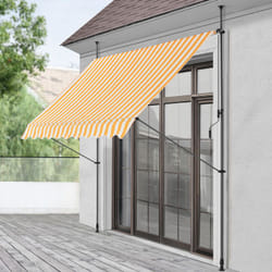 Tenda da Sole a Muro con Pali di Supporto Telescopici Parasole 200 x 120 cm (LxP) Giallo-Bianco Pro.tec