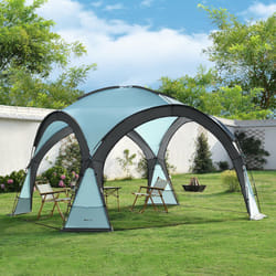Tenda 'Grästorp' per Eventi - Gazebo con Illuminazione a led Zanzarieri e 2 Pareti Chiudibili - Azzurro [ Pro.tec