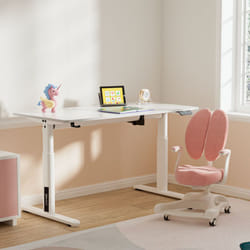 Pro.tec - Scrivania Ringe per Cameretta Piano 120 x 60 cm Regolabile in Altezza con Sollevamento Elettrico - Bianco