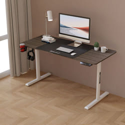 Scrivania 'Hayward' Regolabile in Altezza con Sollevamento Elettrico - Effetto Legno Scuro Pro.tec