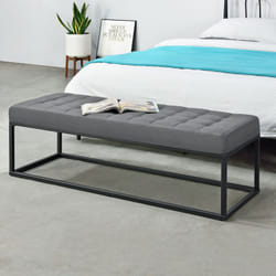 Panca per Interni Salta Ottomana Imbottita Trapuntata 120x40x38 cm Grigio Pro.tec