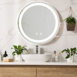 Specchio led da Parete Maratea Multifunzionale Ø70 cm Cornice Argentata Pro.tec