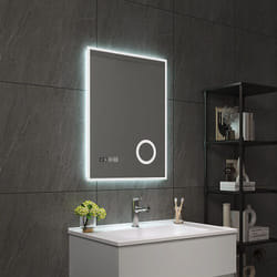 Specchio led da Parete Lizzano Multifunzionale Cornice Bianca 50 x 70 cm Pro.tec