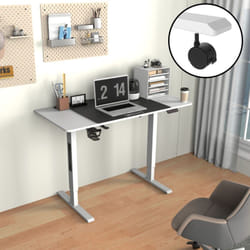 Scrivania 'Stryn' Regolabile in Altezza con Sollevamento Elettrico 120 x 60 Bianco con Rotelle Pro.tec