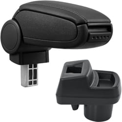 Pro.tec - Bracciolo Centrale per Opel Corsa f - Similpelle Nero con Cucitura Nera