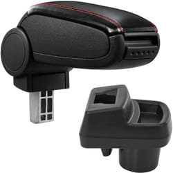 Pro.tec - Bracciolo Centrale per Opel Corsa f - Similpelle Nero con Cucitura Rossa