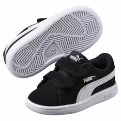 PUMA Smash V2 Suede, Unisex, Bambino, Sneaker alla moda, Nero, Bianco, Monocromatico, Chiusura con gancio e passante