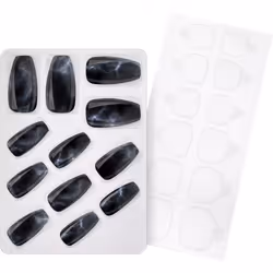 Essence nails in style, Unghie per dita della mano, Nero, Grigio, Bianco, Fantasia, 12 pz